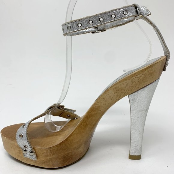 bebe Silver and Tan Heels - Picture 2 of 8